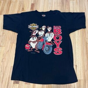 Vintage Harley Davidson Shirt 1993 Taz Bad Boys XL Fun Wear Single Stitch